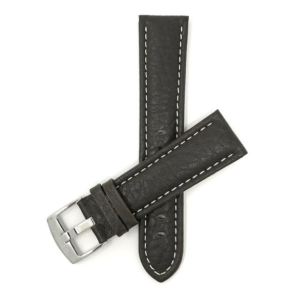 Bandini 18mm Mens Leather Watch Band Strap - Brown - Buffalo Pattern - White Stitch