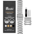 thumbnail image 1 of Bandini 18mm Stainless Steel Fitted Curved End Metal Watch Band for Men and Women, 3 Link Watch Strap Oyster Bracelet, Double Foldover Lock Deployment Clasp - Silver 18 mm Watch Band, 1 of 7