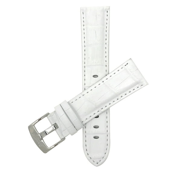 Bandini 18mm Womens Italian Leather Watch Band Strap - White - Alligator Pattern
