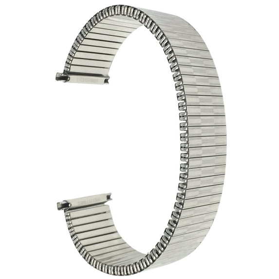 Bandini 19mm Silver Tone Stainless Steel Stretch Watch Strap for Men, Straight End, Metal Expansion Watch Band, No Buckle