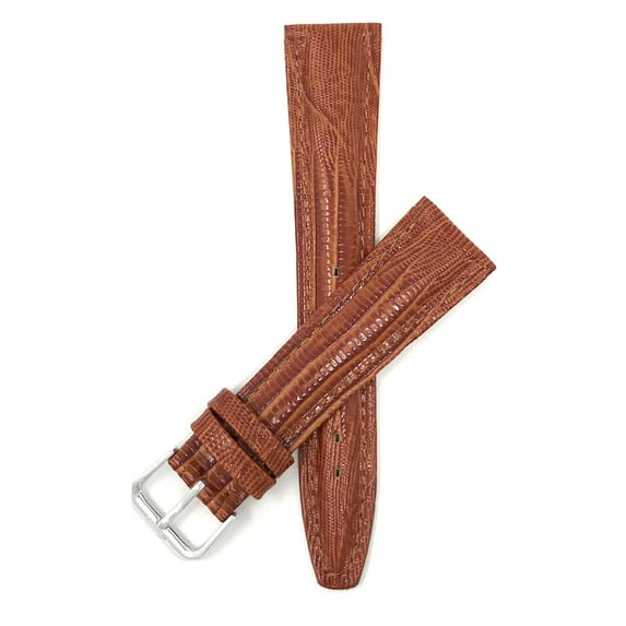 Bandini 20mm Italian Leather Watch Band Strap - Tan - Lizard Pattern - Glossy