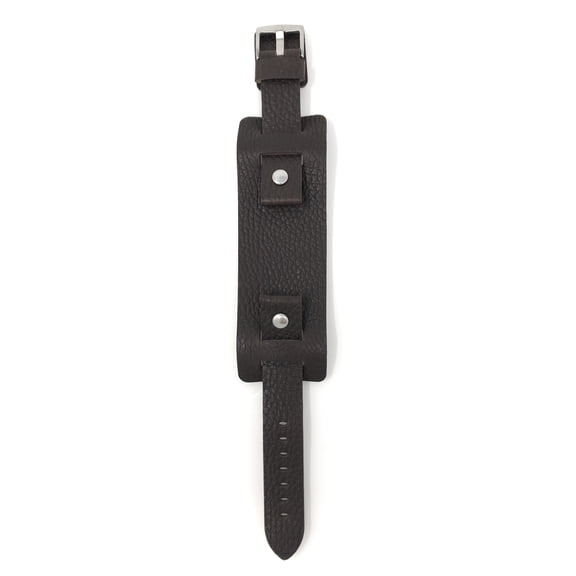 Bandini 20mm Mens Leather Watch Band Strap, Brown, Rectangular Shape, Biker, Wrist Cuff