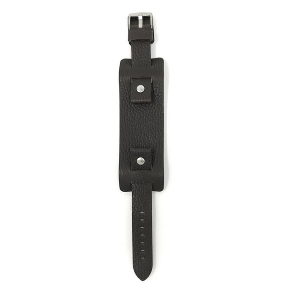 Bandini 20mm Mens Leather Watch Band Strap, Brown, Rectangular Shape, Biker, Wrist Cuff