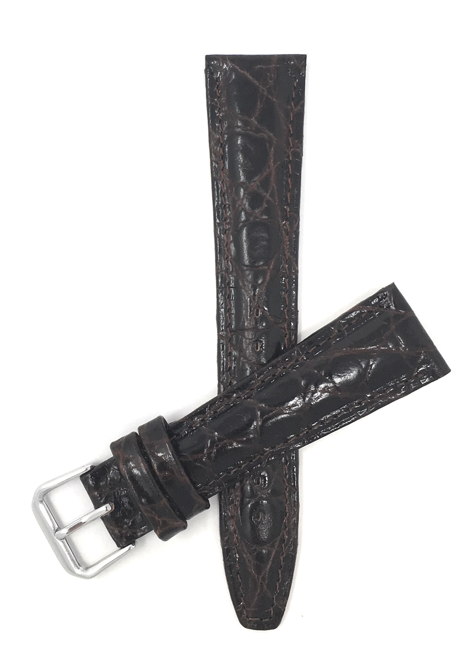 Bandini 20mm Womens Italian Leather Watch Band Strap - Brown - Glossy ...