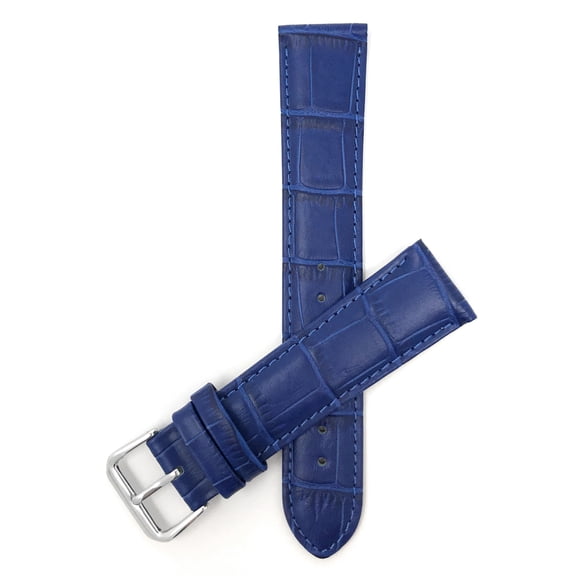 Bandini 20mm Womens Italian Leather Watch Band Strap - Royal Blue - Alligator Pattern