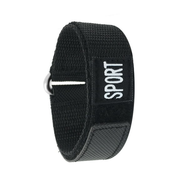 Bandini 22mm Nylon Hook and Loop Sports Watch Band - Waterproof Strap, Machine Washable, Easy to put on - Black - Hook Loop - Fastening - Stainless Steel Clasp