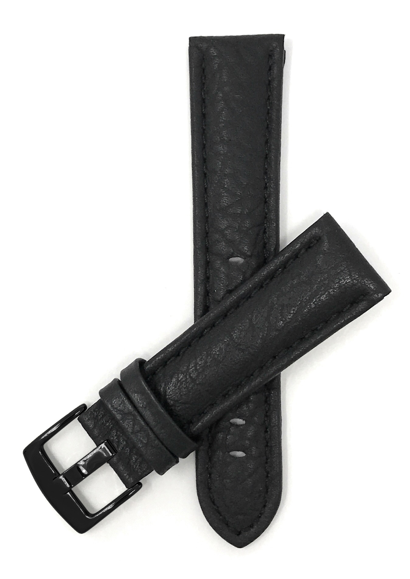 Bandini 24mm Mens Leather Watch Band Strap - Black - Buffalo Pattern ...