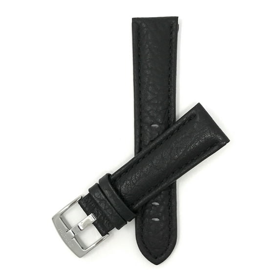 Bandini 26mm Mens Leather Watch Band Strap - Black - Buffalo Pattern - Classic