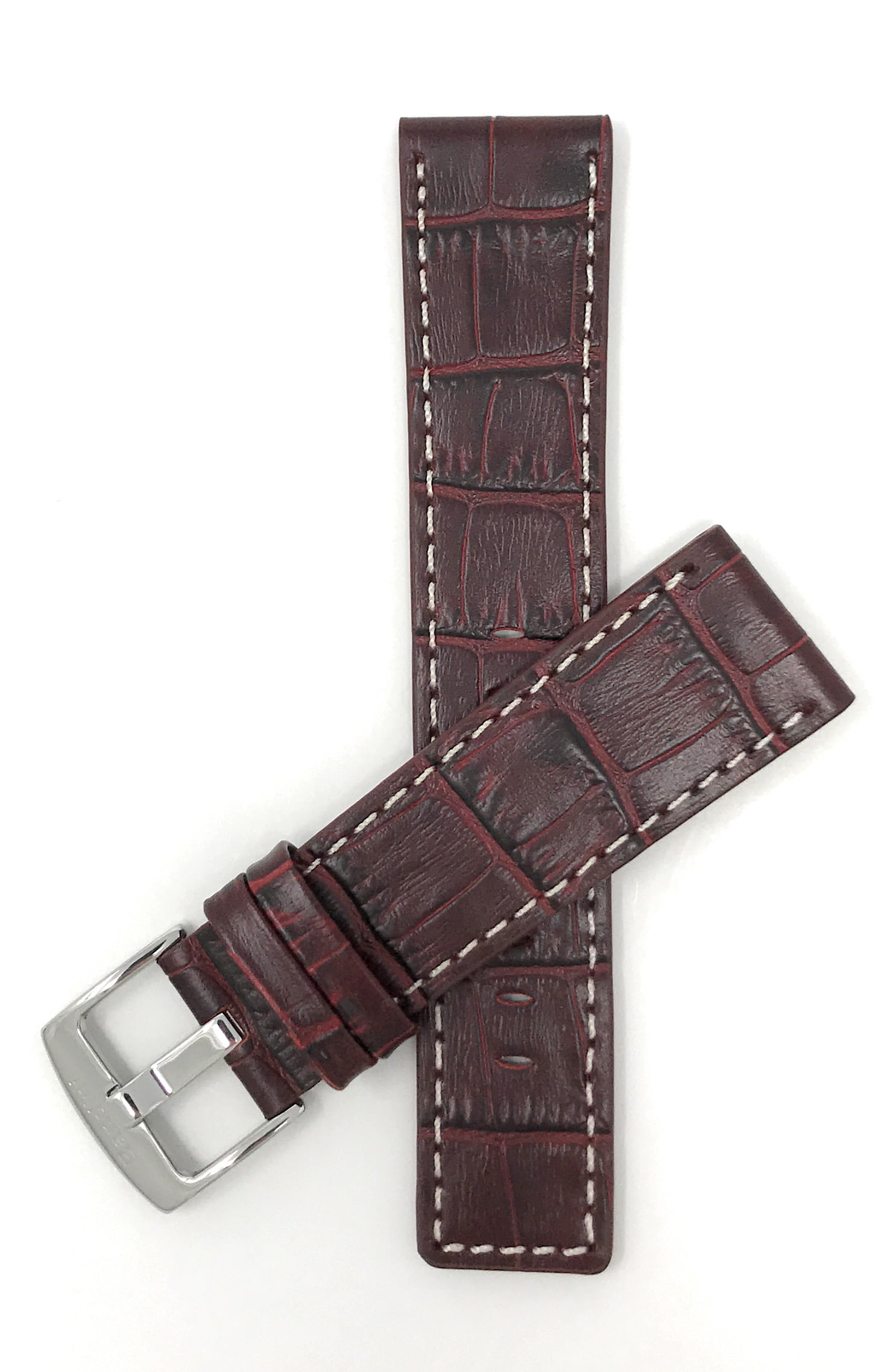 Bandini 30mm Mens Genuine Leather Watch Band Strap - Burgundy With ...