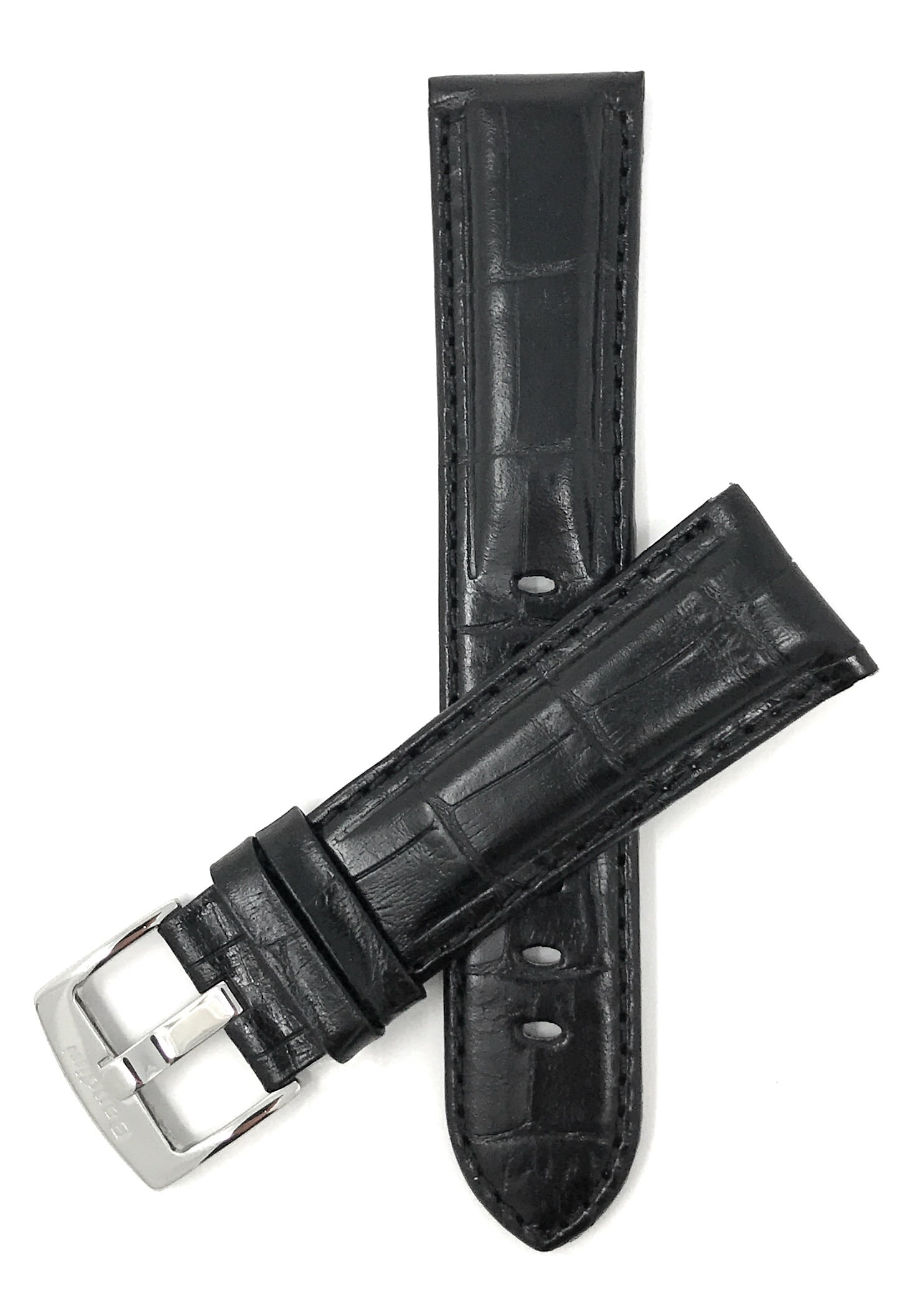 Bandini 30mm Mens Italian Leather Watch Band Strap - Black - Alligator ...