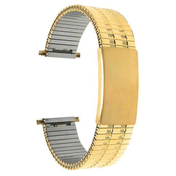 Bandini Adjustable Length Stretch Watch Strap for Men, Gold Tone Stainless Steel, Straight End, Metal Expansion Watch Band - 19mm