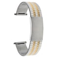 thumbnail image 1 of Bandini Adjustable Length Stretch Watch Strap for Men, Silver and Gold (Two-Tone) Stainless Steel, Straight End, Metal Expansion Watch Band - 19mm, 1 of 6