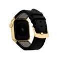 thumbnail image 1 of Bandini Band for Apple Watch 42 mm Band Leather 44mm 45mm 41mm 40mm 38mm 49mm & Ultra for Men, Padded iWatch Band for Apple Watch Series 9 8 7 6 5 4 3 2 1 SE - Black / Gold, 1 of 8