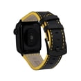 thumbnail image 1 of Bandini Band for Apple Watch Band 45mm 44mm 42mm 41mm 40mm 38mm 49mm & Ultra for Men, Padded Leather iWatch Band for Apple Watch Series 9 8 7 6 5 4 3 2 1 SE - Black and Yellow / Black, 1 of 8