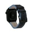 thumbnail image 1 of Bandini Band for Apple Watch Band Leather 44mm 45mm 42mm 41mm 40mm 38mm 49mm & Ultra for Men, Padded iWatch Band for Apple Watch Series 9 8 7 6 5 4 3 2 1 SE - Extra Long XL, Black and Blue / Black, 1 of 8