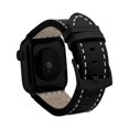 thumbnail image 1 of Bandini Band for Apple Watch Leather Band 44mm 42mm 45mm 41mm 40mm 38mm 49mm & Ultra for Men, Padded iWatch Band for Apple Watch Series 9 8 7 6 5 4 3 2 1 SE - Black / Stitch / Black, 1 of 8