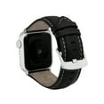 thumbnail image 1 of Bandini Band for Apple Watch Leather Band 44mm 45mm 42mm 41mm 40mm 38mm 49mm & Ultra for Men, Classic iWatch Band for Apple Watch Series 9 8 7 6 5 4 3 2 SE, Extra Long XL, Black / Stitch / Silver, 1 of 8