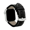 thumbnail image 1 of Bandini Band for Apple Watch Leather Band 45mm 44mm 42mm 41mm 40mm 38mm 49mm & Ultra for Men, Padded iWatch Band for Apple Watch Series 7 9 8 6 5 4 3 2 1 SE - Black / Stitch / Silver, 1 of 8