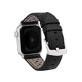 thumbnail image 1 of Bandini Band Compatible with Apple Watch Leather Band 45mm 44mm 42mm 49mm, Men Rally Strap Replacement for Apple Watch Band Ultra, Series 9 8 7 6 5 4 3 2 SE Sport & iWatch - Black / Silver Hardware, 1 of 8