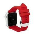 thumbnail image 1 of Bandini Compatible Sport Apple Watch Band 45mm 44mm 42mm 38mm 40mm 41mm, Deployment Silicone Rubber iWatch Ultra Band for Apple Watch Series 9 8 7 6 5 4 3 2 1 SE SE2 - Red / Silver, 1 of 8