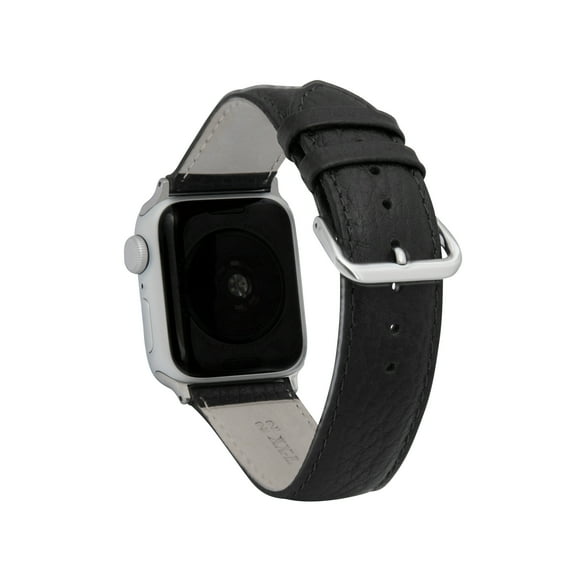Bandini Double Extra Long 2 XL Band for Apple Watch Leather Band 38mm 41mm 40mm for Women Men Large Wrist, Buffalo Style for iWatch Band Series 9 8 7 6 5 4 3 2 1 SE SE2 - Black / Silver