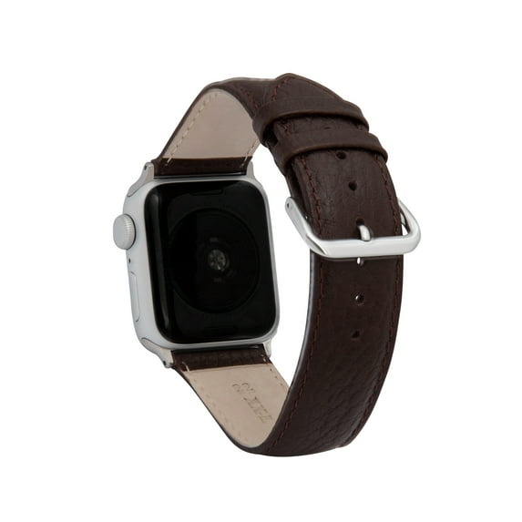 Bandini Double Extra Long 2 XL Band for Apple Watch Leather Band 38mm 41mm 40mm for Women Men Large Wrist, Buffalo Style for iWatch Band Series 9 8 7 6 5 4 3 2 1 SE SE2 - Brown / Silver