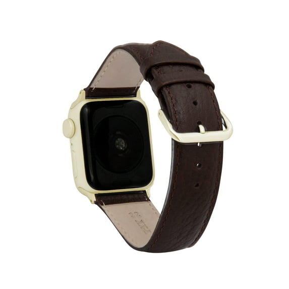 Bandini Double Extra Long 2 XL Band for Apple Watch Leather Band 38mm 41mm 40mm for Women Men Large Wrist, Buffalo Style for iWatch Band Series 9 8 7 6 5 4 3 2 1 SE SE2 - Brown / Gold