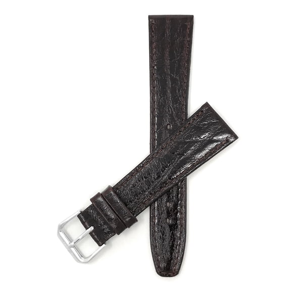 Bandini Extra Long (XL) 14mm Womens Italian Leather Watch Band Strap - Brown - Semi-Glossy - Slim