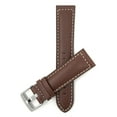 thumbnail image 1 of Bandini Extra Long (XL) 22mm Mens Italian Leather Watch Band Strap - Light Brown - Mat Finish - White Stitching - Silver Buckle, 1 of 5