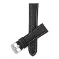 thumbnail image 1 of Bandini Extra Long (XL) 26mm Mens Italian Leather Watch Band Strap - Black - Buffalo Pattern - White Stitch - Classic, 1 of 5