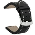 thumbnail image 1 of Bandini Mens Aviator Pilot Leather Watch Band - Racing Strap - 24mm Leather Watch Band for Men - Black / White Stitch, 1 of 1