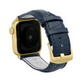 thumbnail image 1 of Bandini Mens Band for Apple Watch Band Leather 45mm 44mm 42mm 41mm 40mm 38mm 49mm & Ultra for Men, Alligator Style for iWatch Series 7 45mm Band & 9 8 6 5 4 3 2 1 SE - Extra Long XL, Blue/Gold, 1 of 1