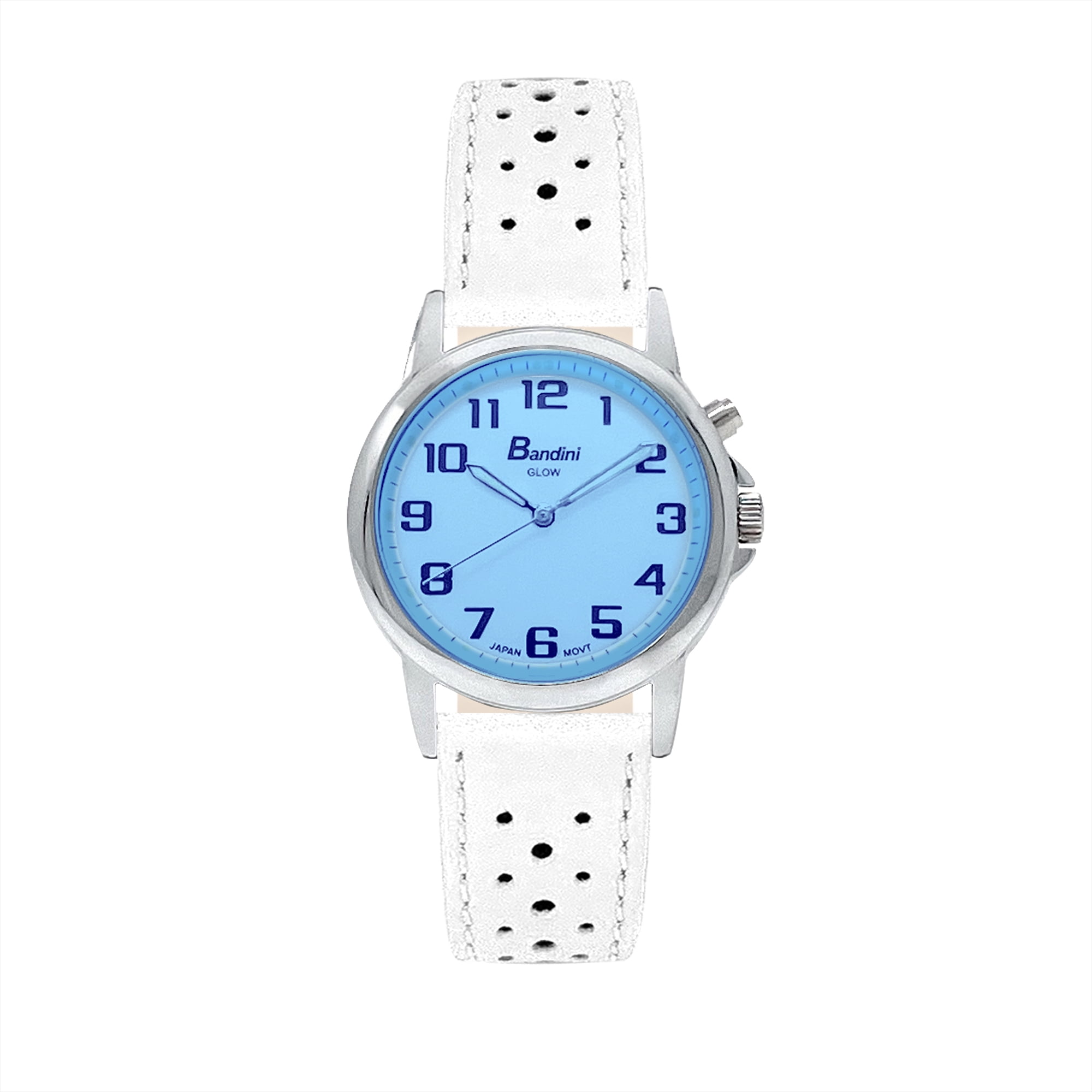 Bandini Mens Glow Watch Extra Long Leather Rally Strap 38mm Analog Men s Easy to Read Watch with Light Light Up Watches Quartz White Dial Big Numbers Glow in Dark Hands