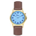 thumbnail image 1 of Bandini Mens Glow Watch - Leather Band - 38mm Analog Men's Easy to Read Wrist Watch with Light, Light Up Watches, Quartz, White Dial, Big Numbers, Glow in the Dark Hands - Gold Tone / Light Brown, 1 of 6