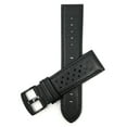 thumbnail image 1 of Bandini Mens Leather Rally Strap - Breathable Perforated Racing Watch Band - Replacement Racer Rally Band for Classic and Smart Watch - Black 22mm Watch Band - Black Buckle, 1 of 2