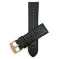 thumbnail image 1 of Bandini Mens Leather Rally Strap - Breathable Perforated Racing Watch Band - Replacement Racer Rally Band for Classic and Smart Watch - Black 22mm Watch Band - Gold Buckle, 1 of 2