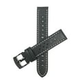 thumbnail image 1 of Bandini Mens Leather Rally Strap - Breathable Perforated Racing Watch Band - Replacement Racer Rally Band for Classic and Smart Watch - Black and White 24mm Watch Band - Black Buckle, 1 of 2