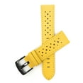 thumbnail image 1 of Bandini Mens Leather Rally Strap - Breathable Perforated Racing Watch Band - Replacement Racer Rally Band for Classic and Smart Watch - Yellow 20mm Watch Band - Black Buckle, 1 of 2