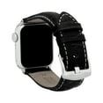 thumbnail image 1 of Bandini Mens Strap for Apple Watch Leather Band 45mm 44mm 42mm 41mm 40mm 38mm 49mm & Ultra for Men, Alligator Style for iWatch Series 9 8 45mm Band & 7 6 5 4 3 2 1 SE - Mat Black / Stitch / Silver, 1 of 8