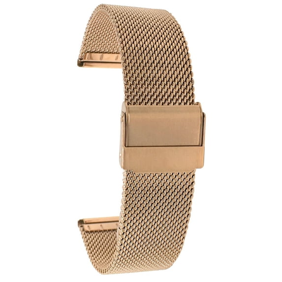 Bandini Mesh Watch Band, Stainless Steel Watch Band, Metal Watch Bands For Women / Men, Fold Over Clasp, Adjustable Length Watch Strap, 8mm Metal Watch Band, Rose Gold Watch Band / Fine Mesh