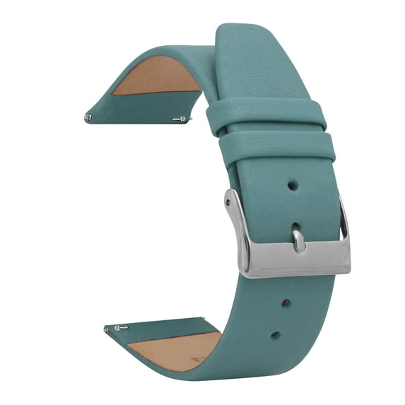 Bandini Quick Release Leather Watch Band - Baby Blue - Classic - Slim Replacement Watch Strap for Classic and Smart Watch Bands - Silver Buckle - 22mm Watch Bands for Men