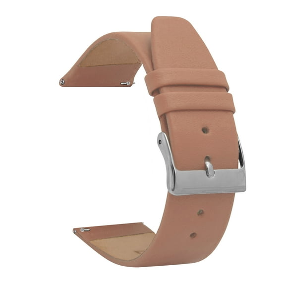 Bandini Quick Release Leather Watch Band - Blush Soft Pink - Classic - Slim Replacement Watch Strap for Classic and Smart Watch Bands - Silver Buckle - 22mm Watch Bands for Men