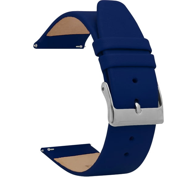 Bandini Quick Release Leather Watch Band - Royal Blue - Classic - Slim Replacement Watch Strap for Classic and Smart Watch Bands - Silver Buckle - 22mm Watch Bands for Men