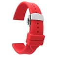 thumbnail image 1 of Bandini Silicone Watch Bands - Soft Rubber Replacement Watch Straps - Mesh Pattern - Waterproof - Stainless Steel Deployment Buckle - (Red, 18mm), 1 of 1