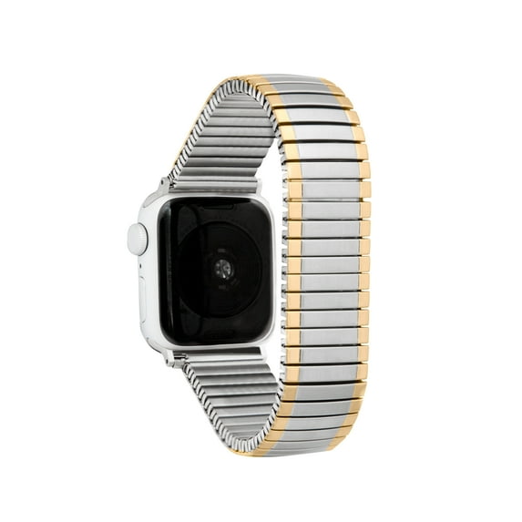 Bandini Stainless Steel Expansion Band for Apple Watch Band 44mm 45mm 42mm 41mm 40mm 38mm Ultra 49mm for Men, Extra Long Metal Stretch Strap for Apple Watch Series 9 8 7 6 3 SE & iWatch - Silver/Gold