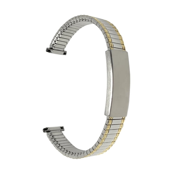 Bandini Two-Tone Womens 13mm Stainless Steel Stretch Metal Replacement Expansion Watch Band, Ladies Metal Stretch Strap - Compatible with Traditional and Smart Watches, Adjustable Length