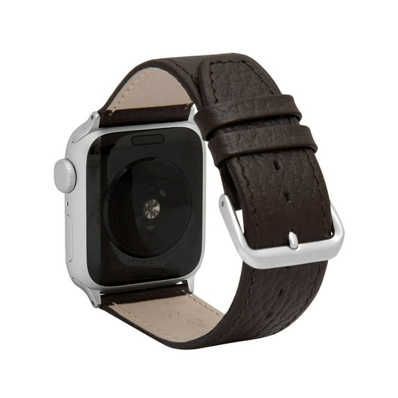 Bandini Womens Band for Apple Watch Band Leather 41mm for Women 40mm 38mm, Slim Leather Replacement iWatch Band for Apple Watch Series 9 8 7 6 5 4 3 2 1 SE - Brown Buffalo / Silver