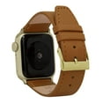 thumbnail image 1 of Bandini Womens Bands for Apple Watch Leather Band 38mm 40mm 41mm for Women, Slim Leather iWatch Band Strap for Apple Watch Series 9 8 7 6 5 4 3 2 1 SE - Tan / Gold, 1 of 8