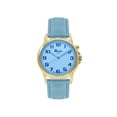 thumbnail image 1 of Bandini Womens Glow Watch - Alligator Pattern Leather Band, 28mm Analog Women's Easy to Read Watches with Light Up, Quartz, White Dial, Big Numbers, Glow in Dark Hands - Gold Tone / Baby Blue, 1 of 6