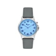 thumbnail image 1 of Bandini Womens Glow Watch - Leather Band - 28mm Analog Women's Easy to Read Wrist Watch with Light, Light Up Watches, Quartz, White Dial, Big Numbers, Glow in the Dark Hands - Silver Tone / Grey, 1 of 6